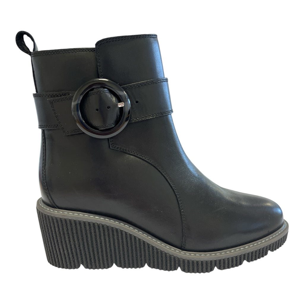 Lotus Kimber Black Leather Wedge Boots