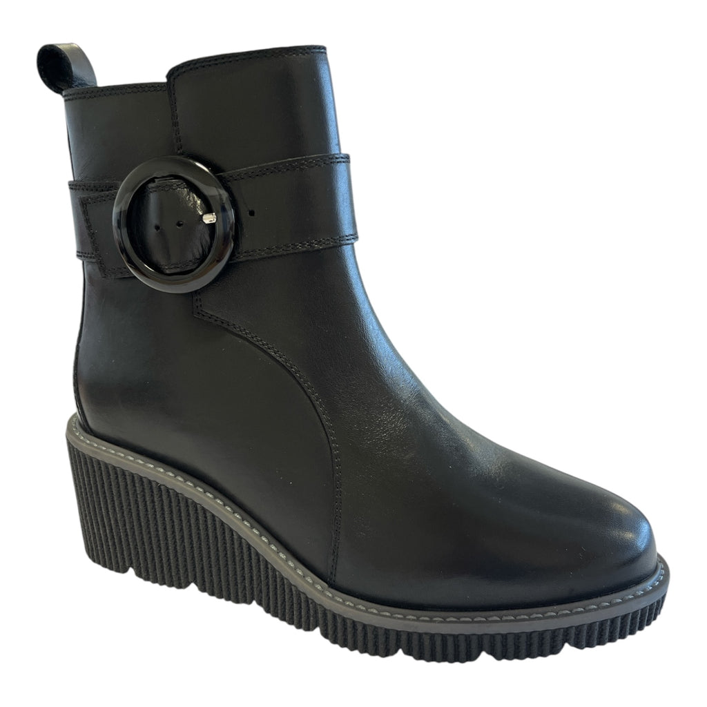 Lotus Kimber Black Leather Wedge Boots