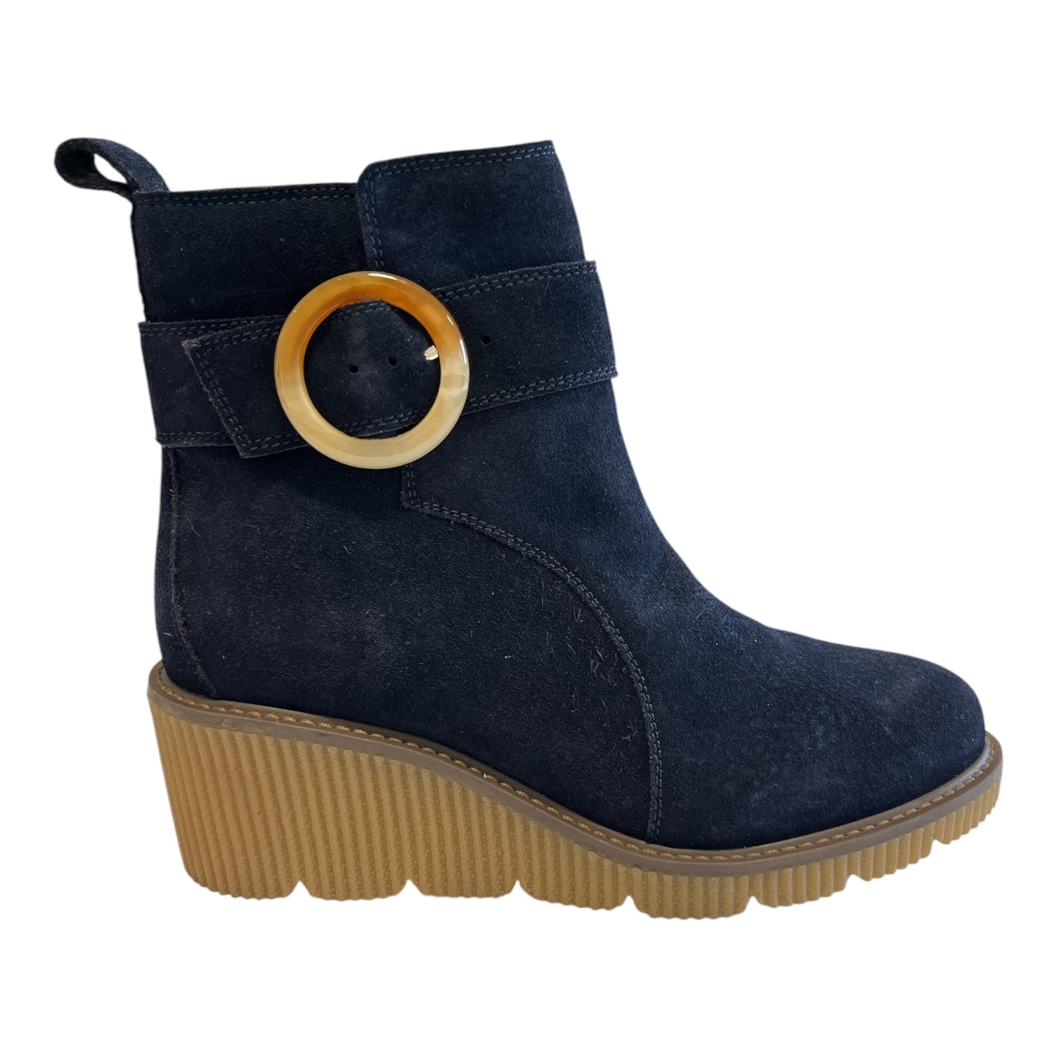 Lotus Kimber Navy Suede Wedge Boots