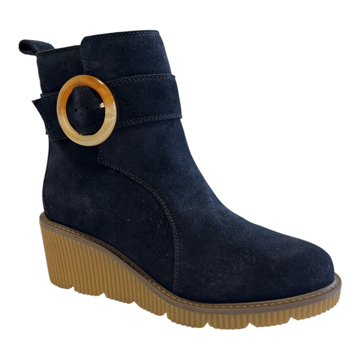 Lotus Kimber Navy Suede Wedge Boots