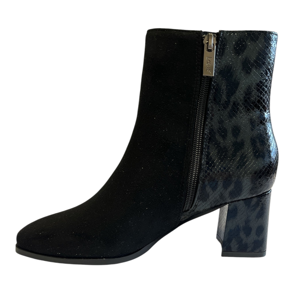 Lotus Zelda Black Heeled Ankle Boots