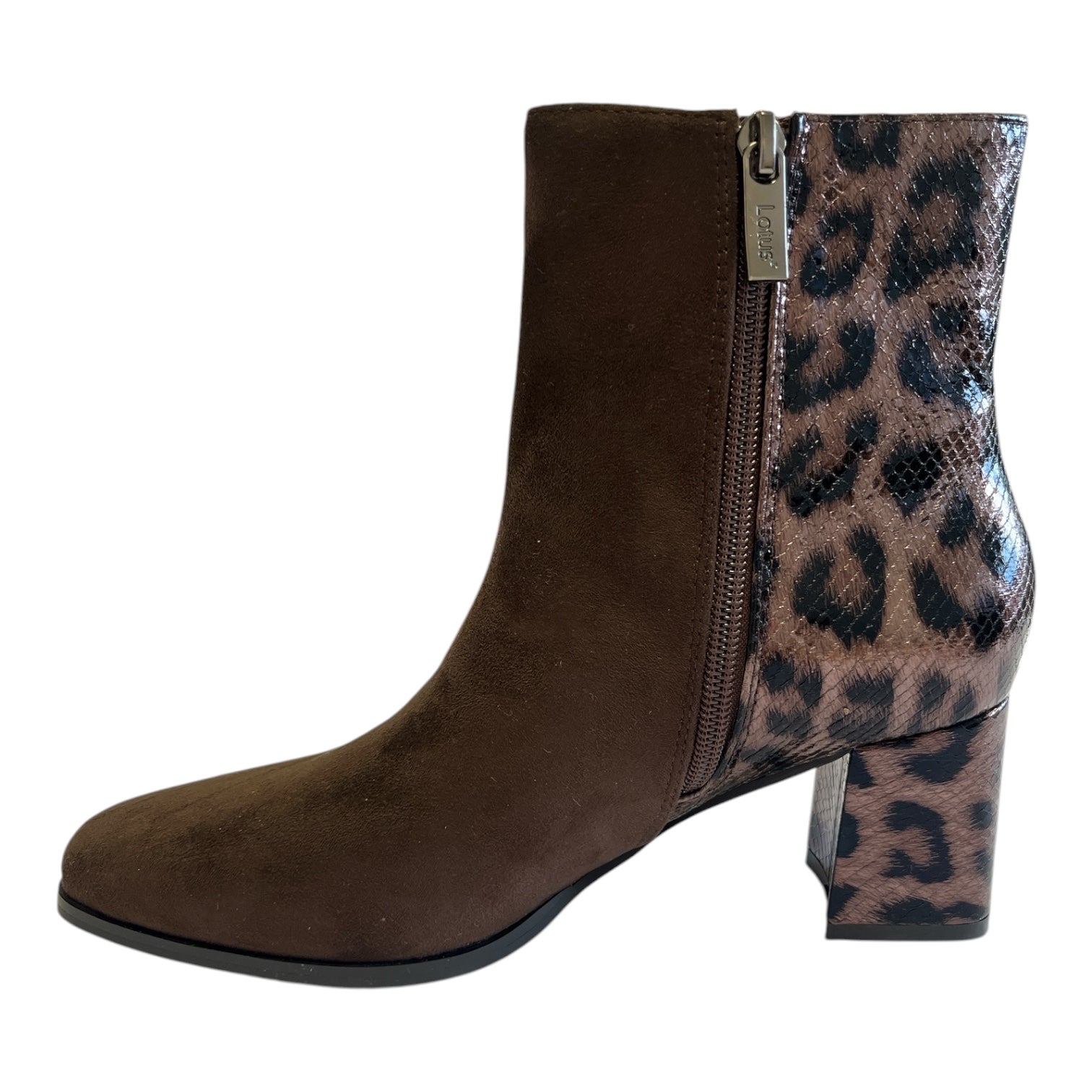 Lotus Zelda Brown Heeled Ankle Boots
