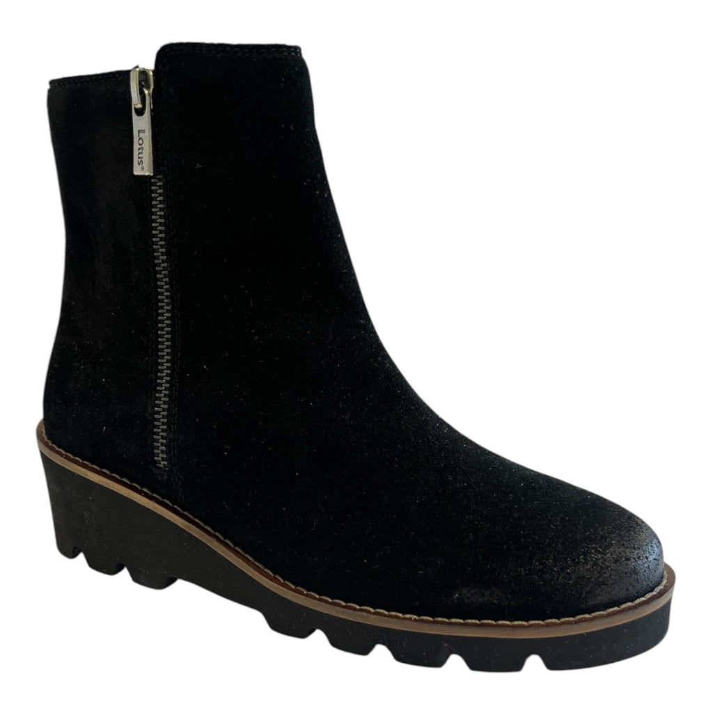Lotus Olia Black Suede Wedge Boots