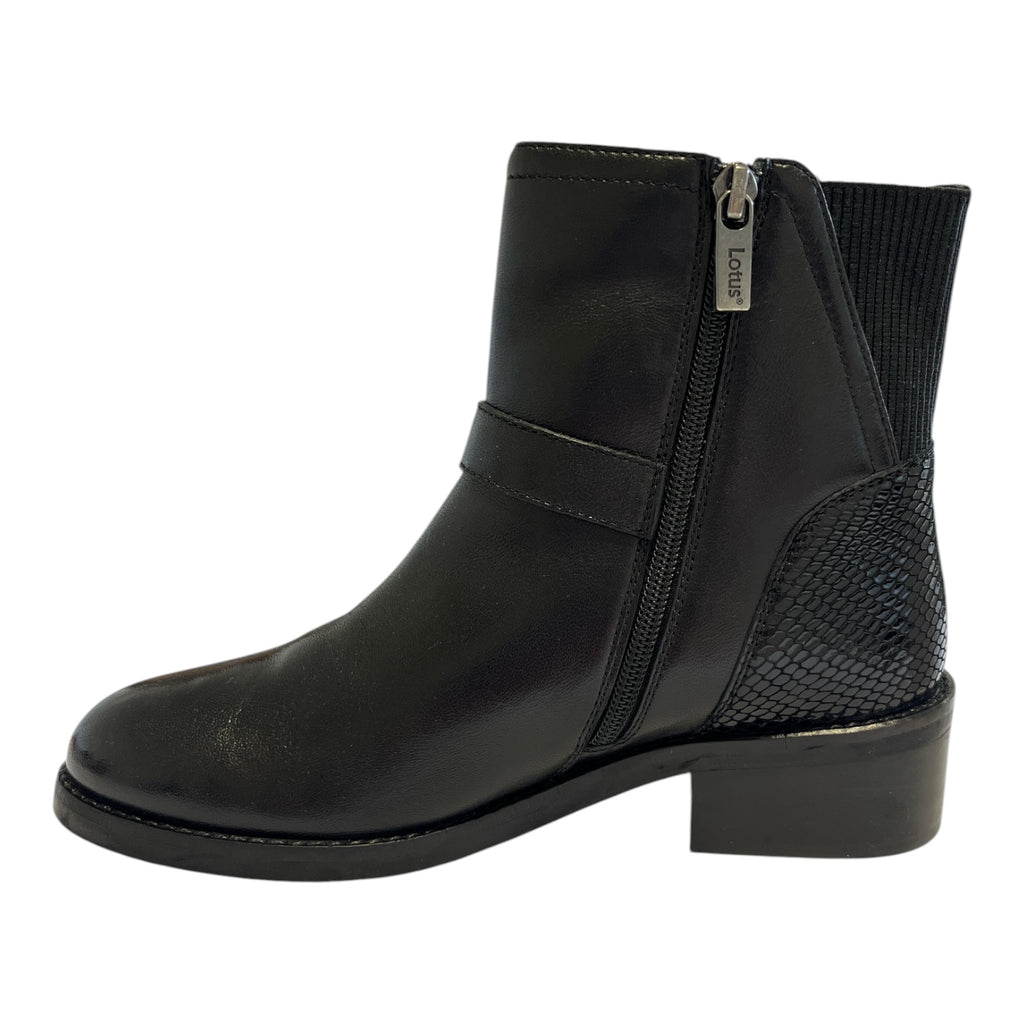 Lotus Trella Black Leather Ankle Boots