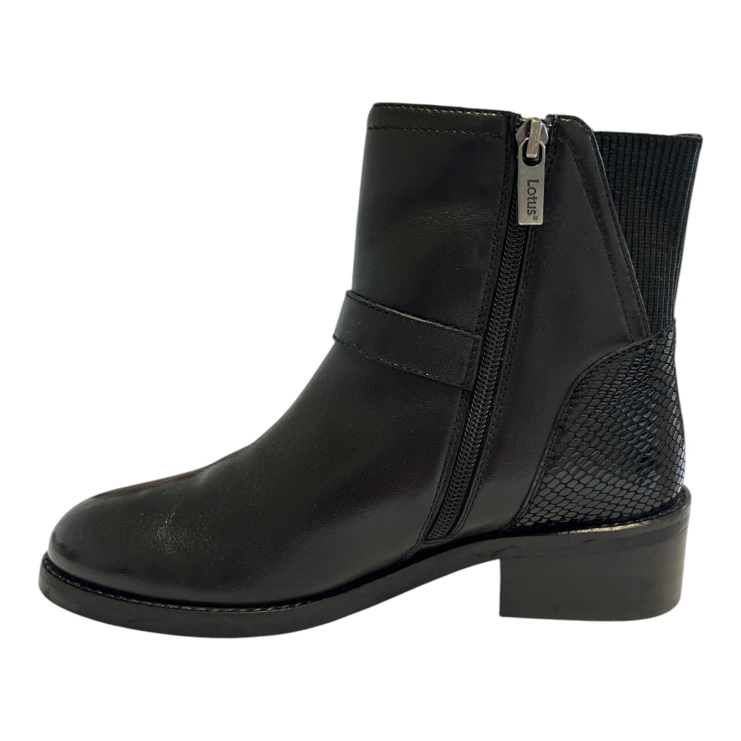 Lotus Trella Black Leather Ankle Boots
