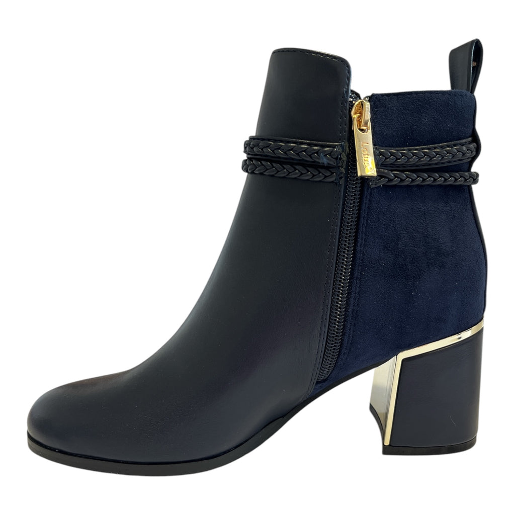 Lotus Winona Navy Heeled Ankle Boots
