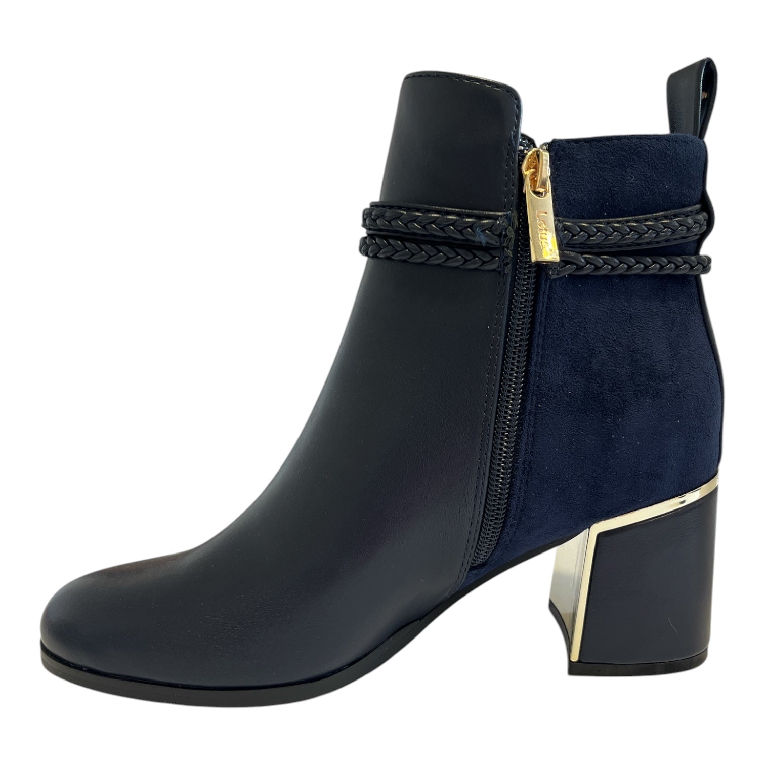 Lotus Winona Navy Heeled Ankle Boots