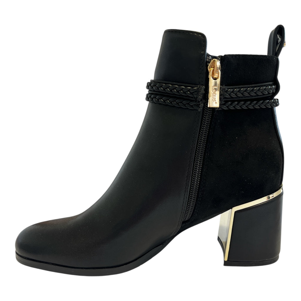 Lotus Winona Black Heeled Ankle Boots