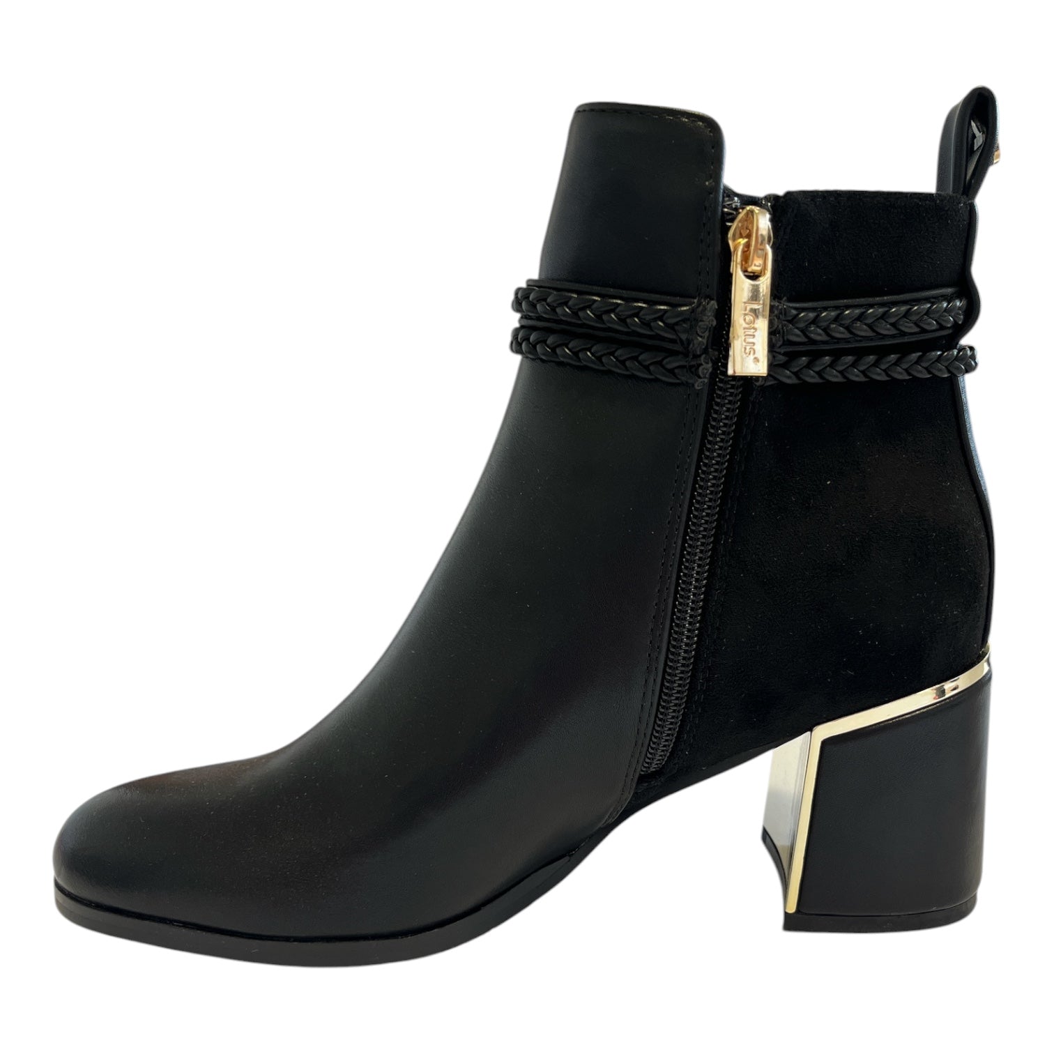 Lotus Winona Black Heeled Ankle Boots