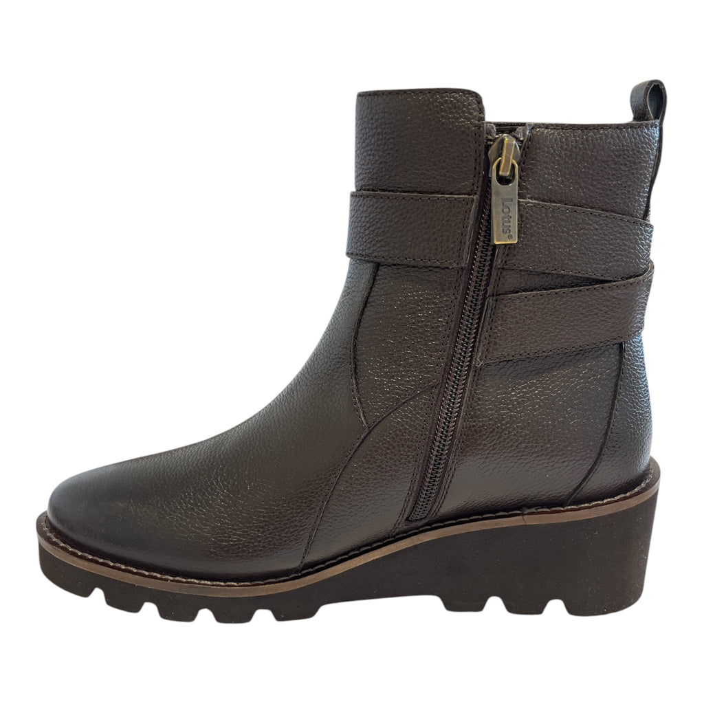 Lotus Lynx Brown Leather Wedge Boots