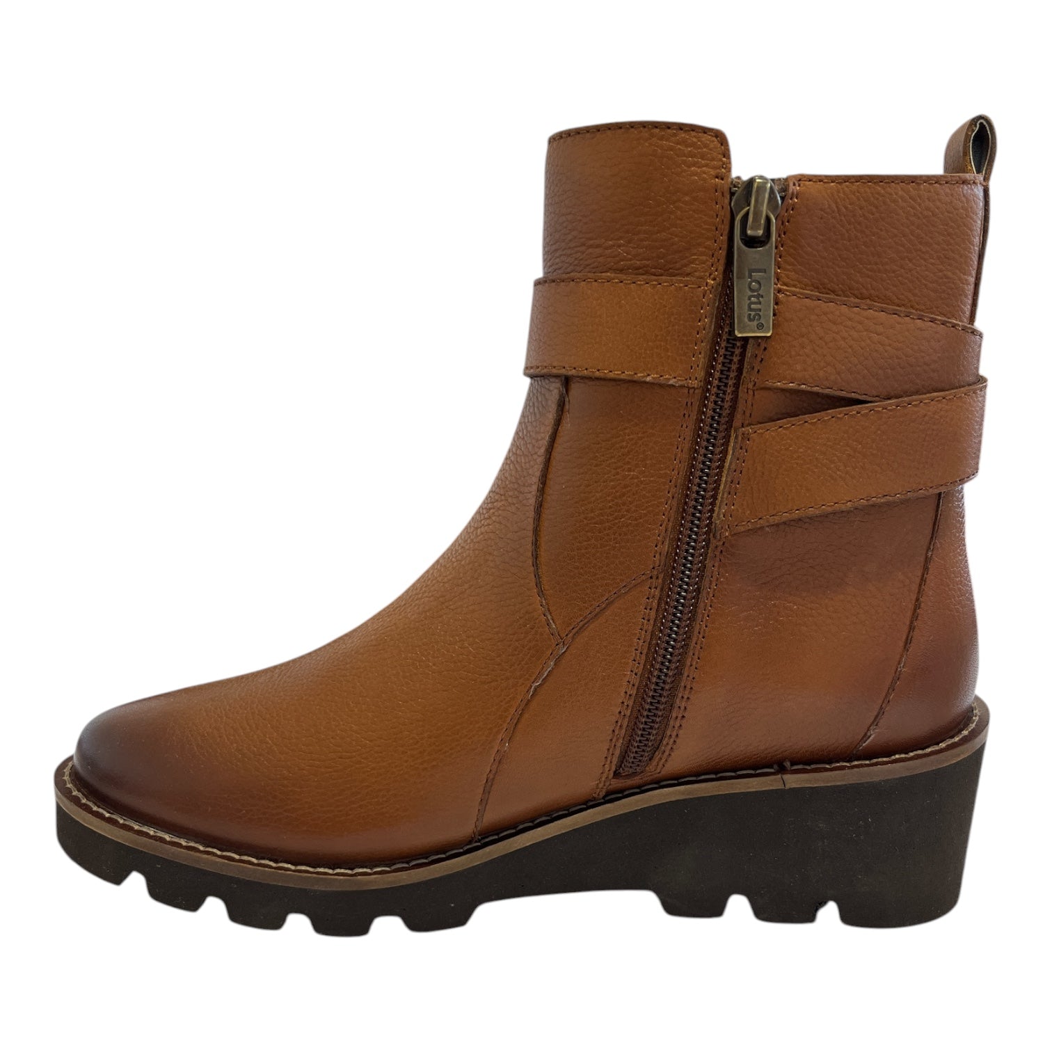 Lotus Lynx Tan Leather Wedge Boots