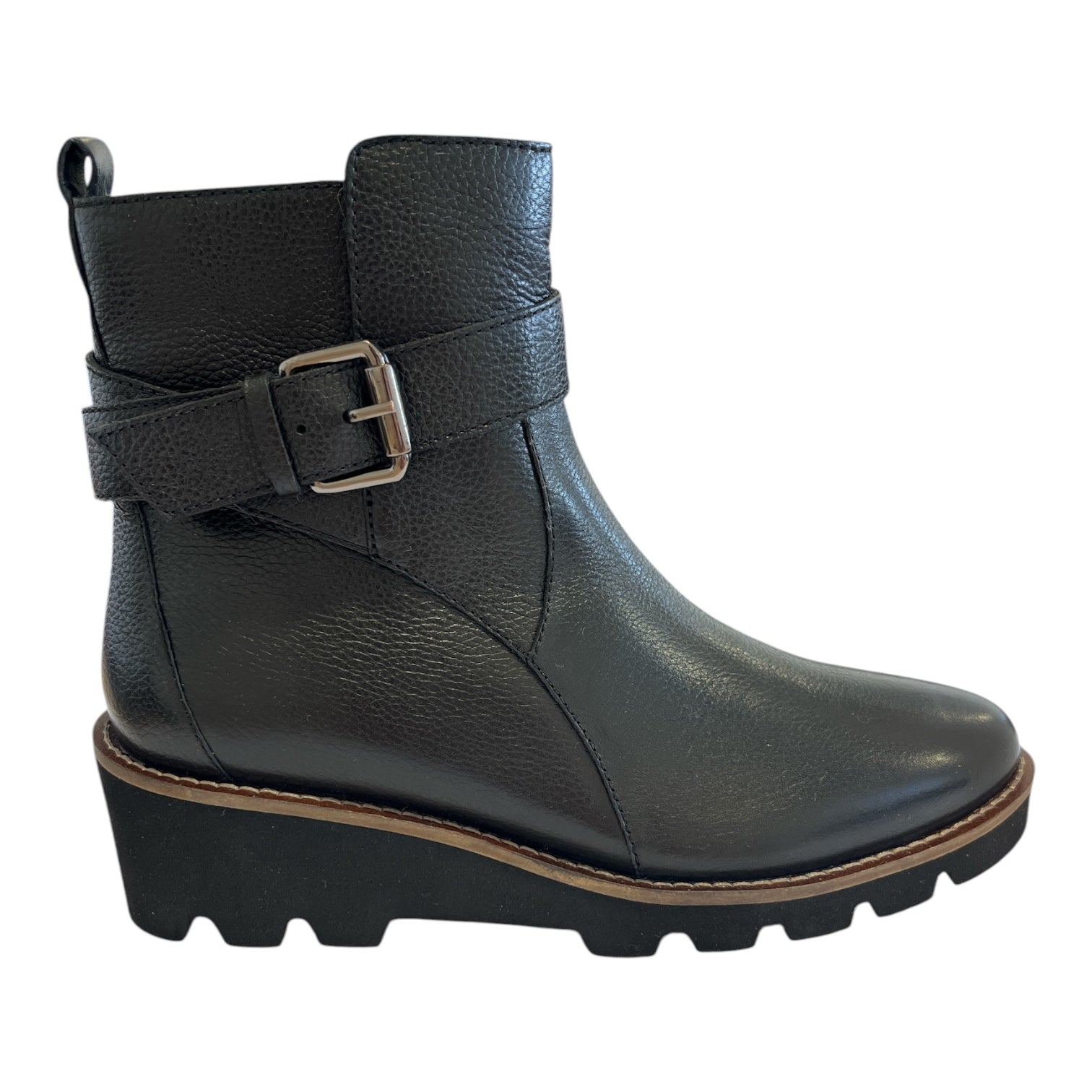 Lotus Lynx Black Leather Wedge Boots
