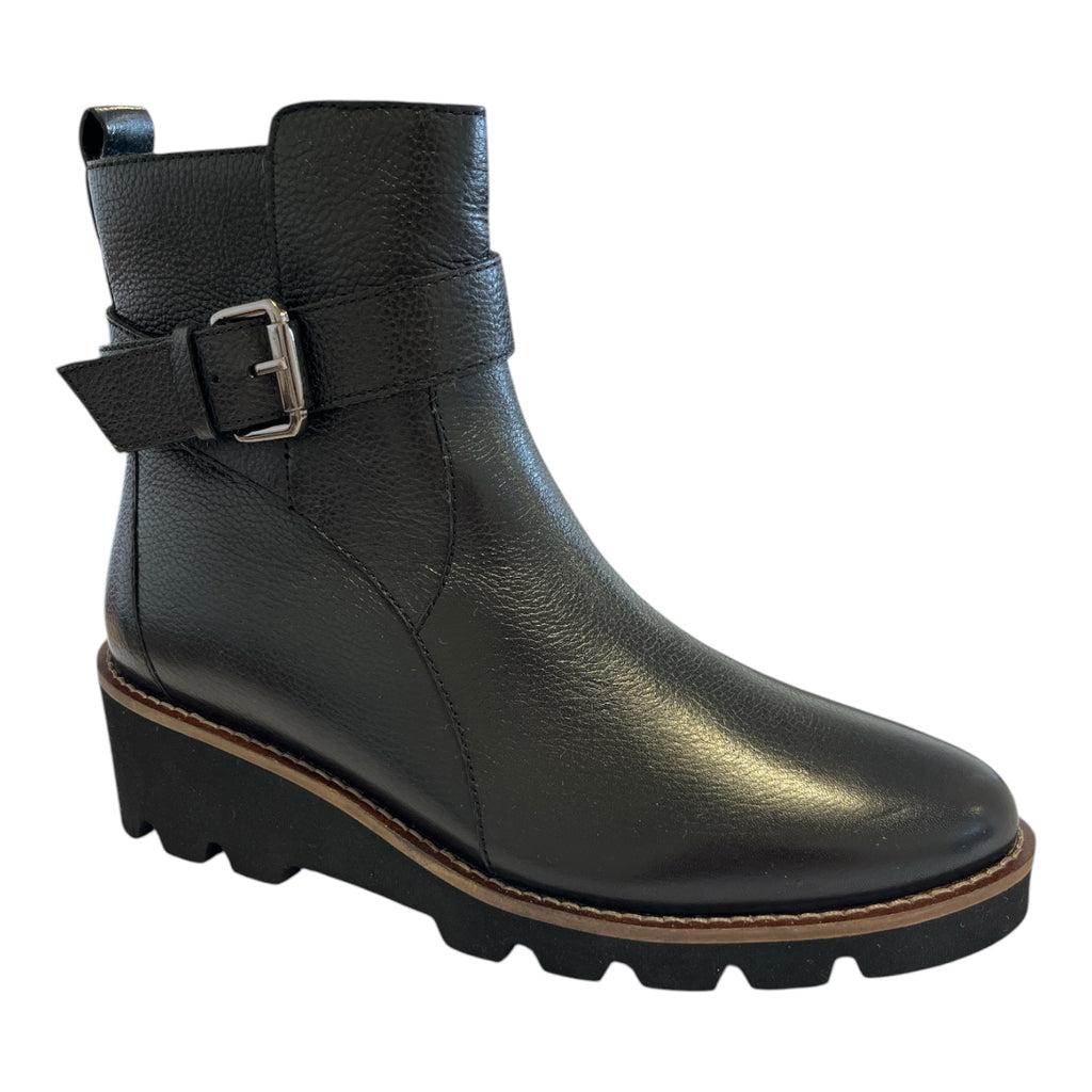 Lotus Lynx Black Leather Wedge Boots