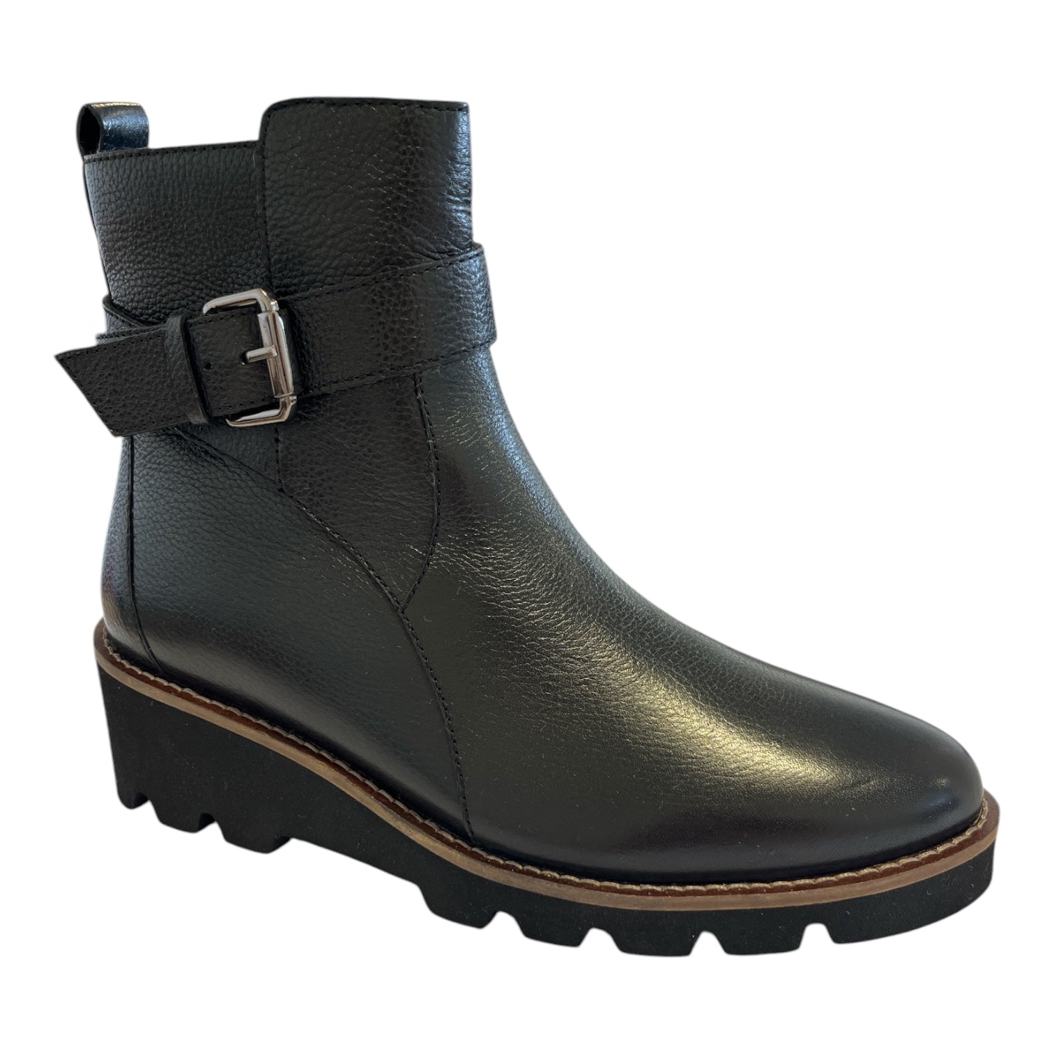 Lotus Lynx Black Leather Wedge Boots
