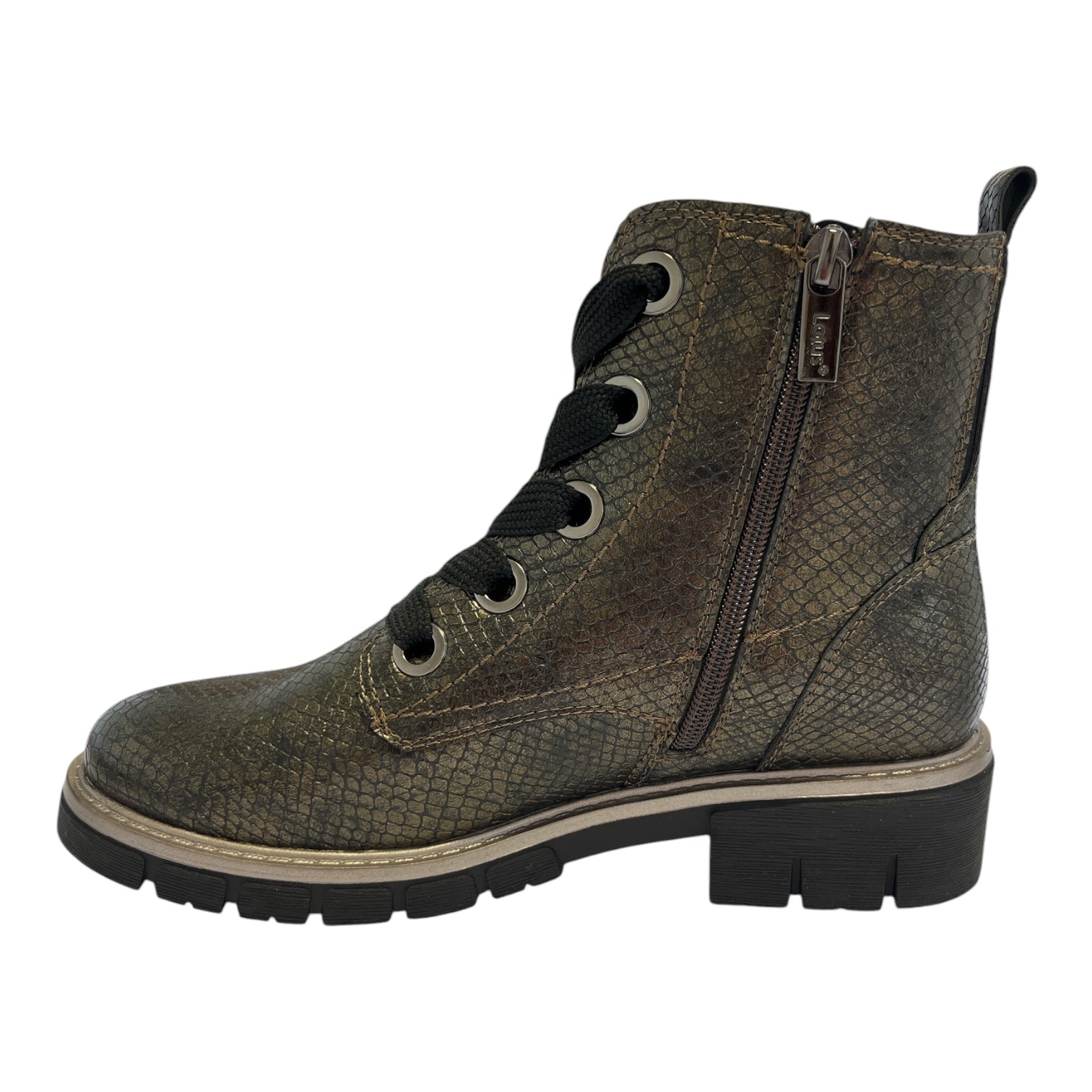 Lotus Jojo Bronze Lizard Print Boots