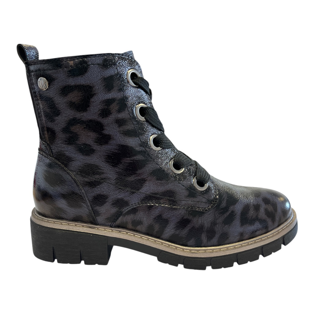 Lotus Jojo Navy Leopard Print Boots