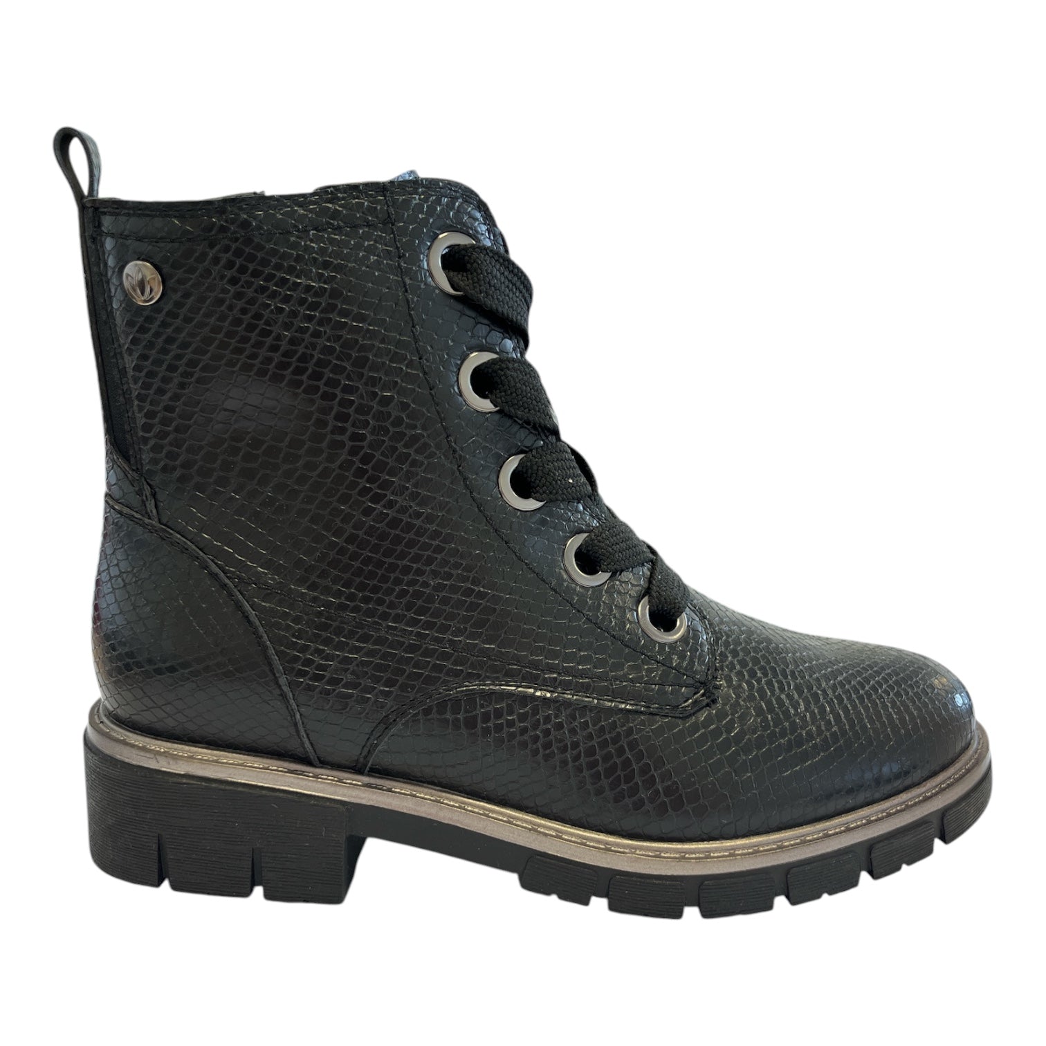 Lotus Jojo Black Lizard Print Boots