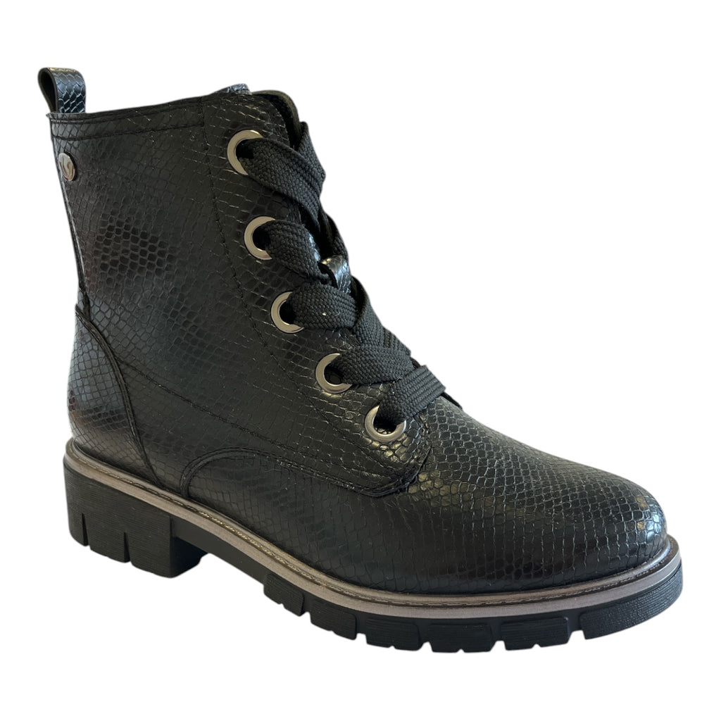Lotus Jojo Black Lizard Print Boots