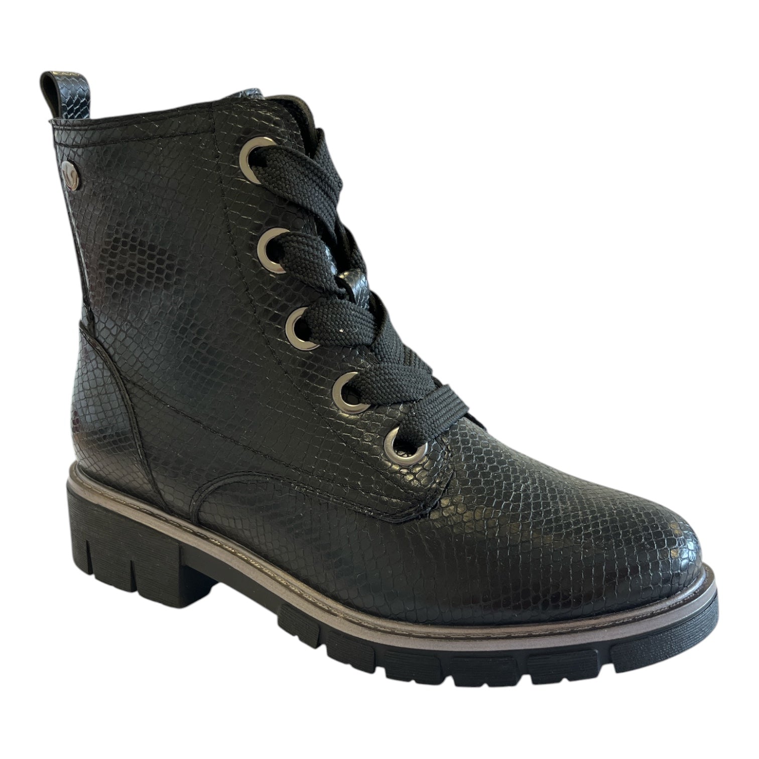 Lotus Jojo Black Lizard Print Boots