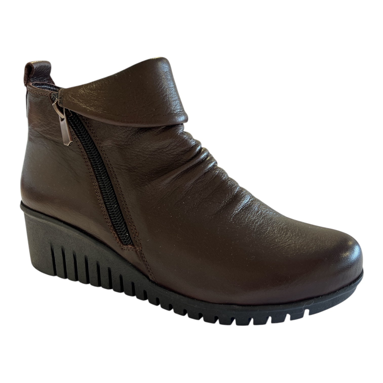 Lotus Cordelia Brown Leather Wedge Ankle Boots