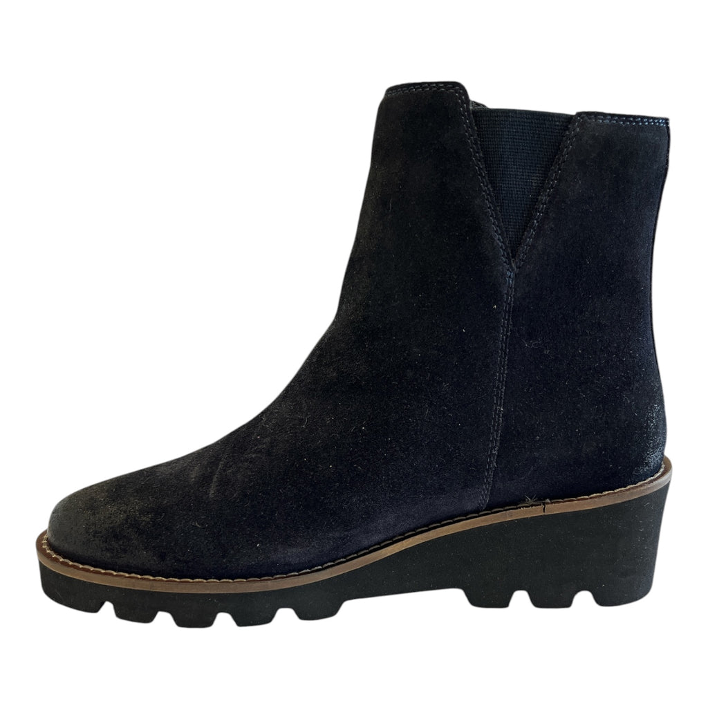 Lotus Olia Navy Suede Wedge Ankle Boots