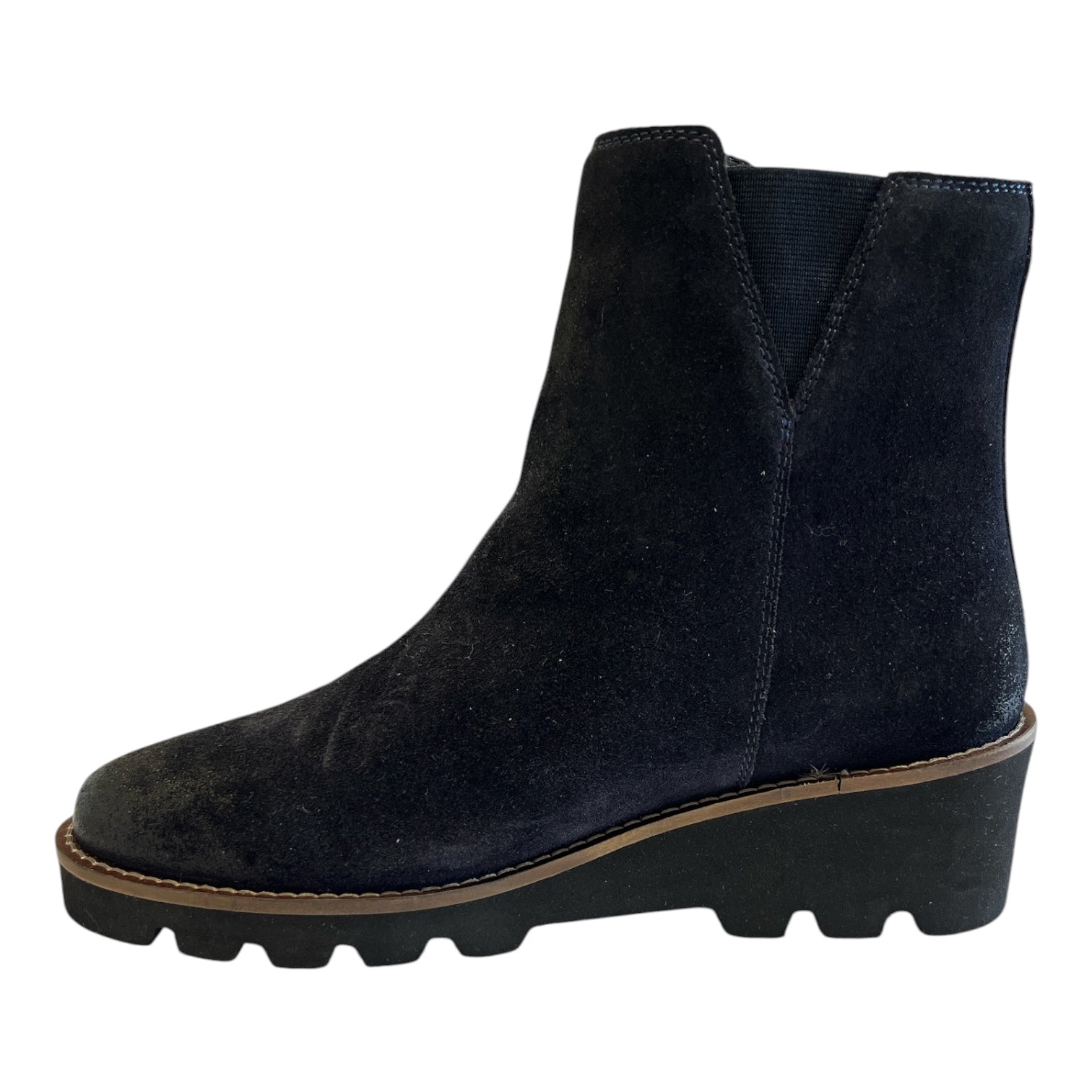 Lotus Olia Navy Suede Wedge Ankle Boots