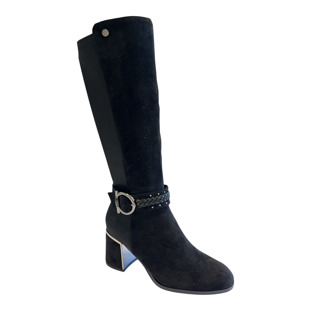 Lotus Palmer Black Knee-High Boots