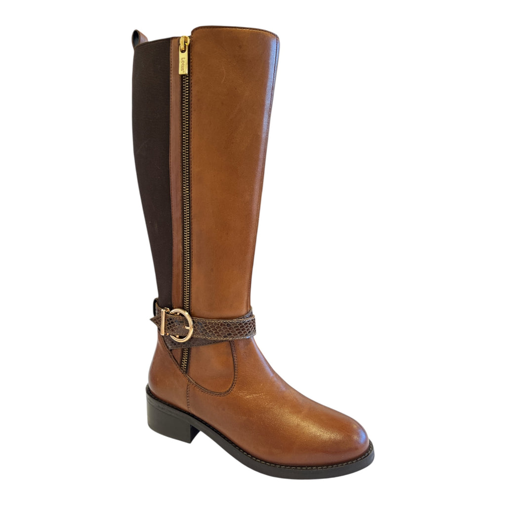 Lotus Malia Tan Leather Knee-High Boots