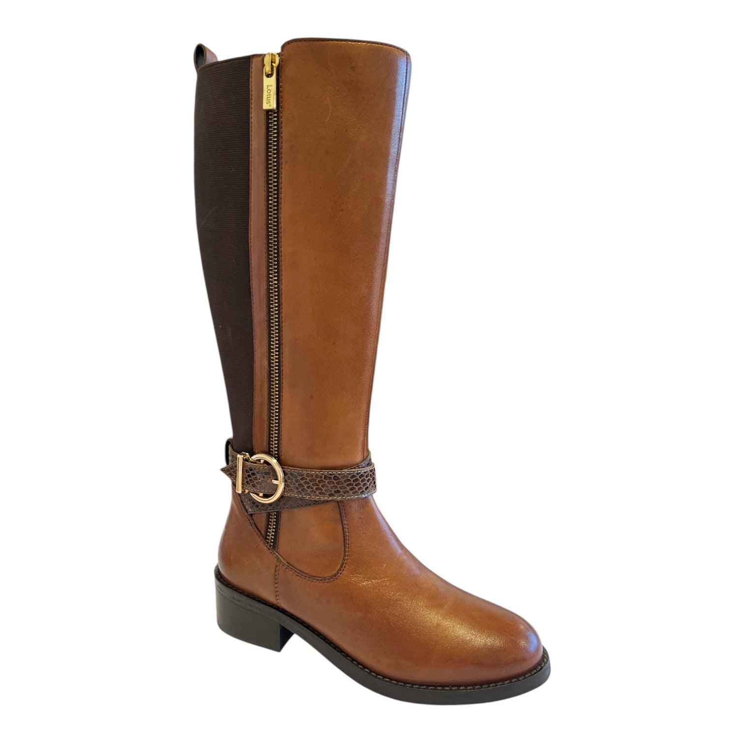 Lotus Malia Tan Leather Knee-High Boots