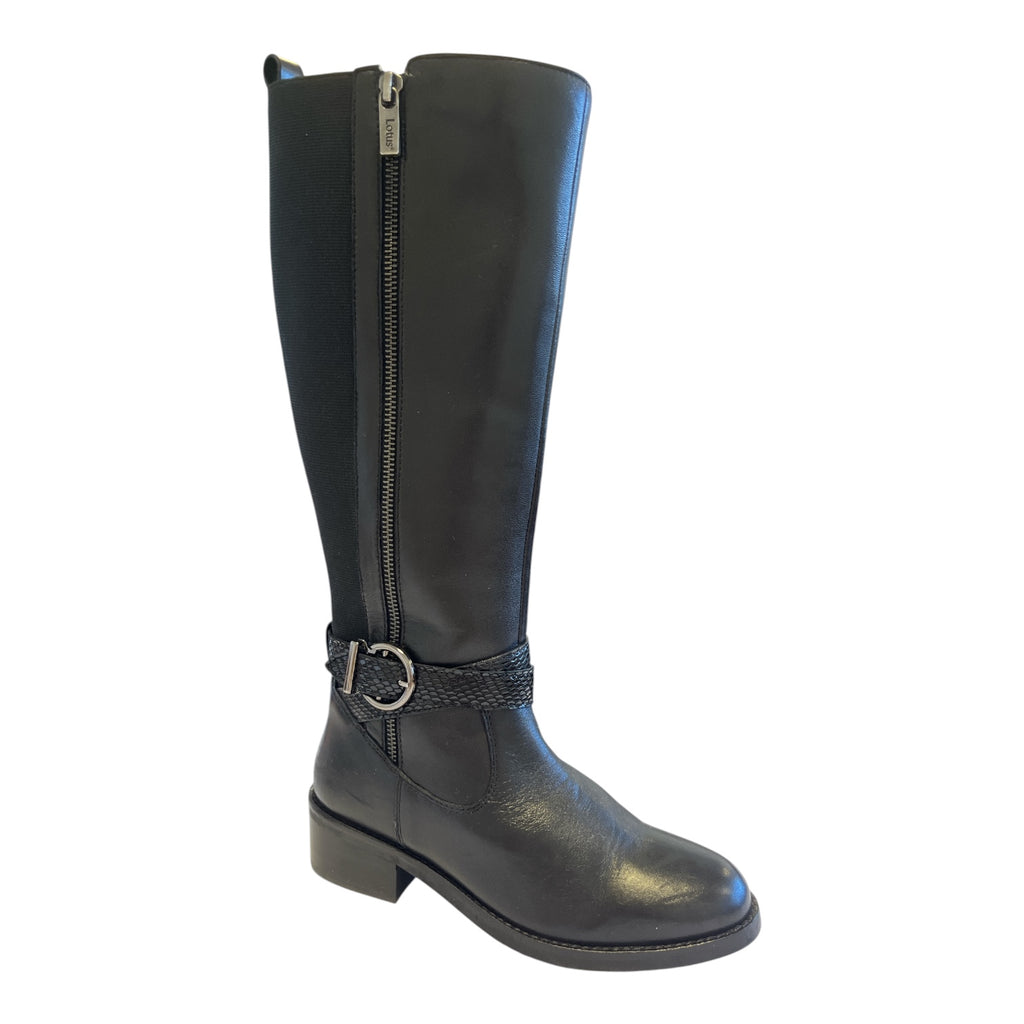 Lotus Malia Black Leather Knee-High Boots