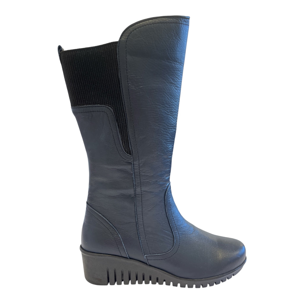Lotus Fitzgerald Navy Leather Mid-Calf Boots