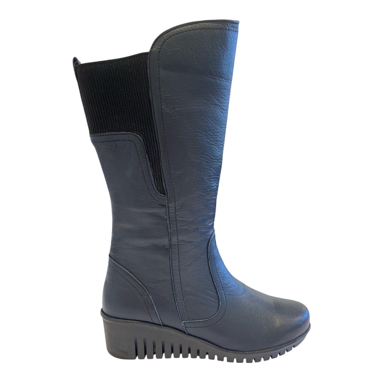 Lotus Fitzgerald Navy Leather Mid-Calf Boots