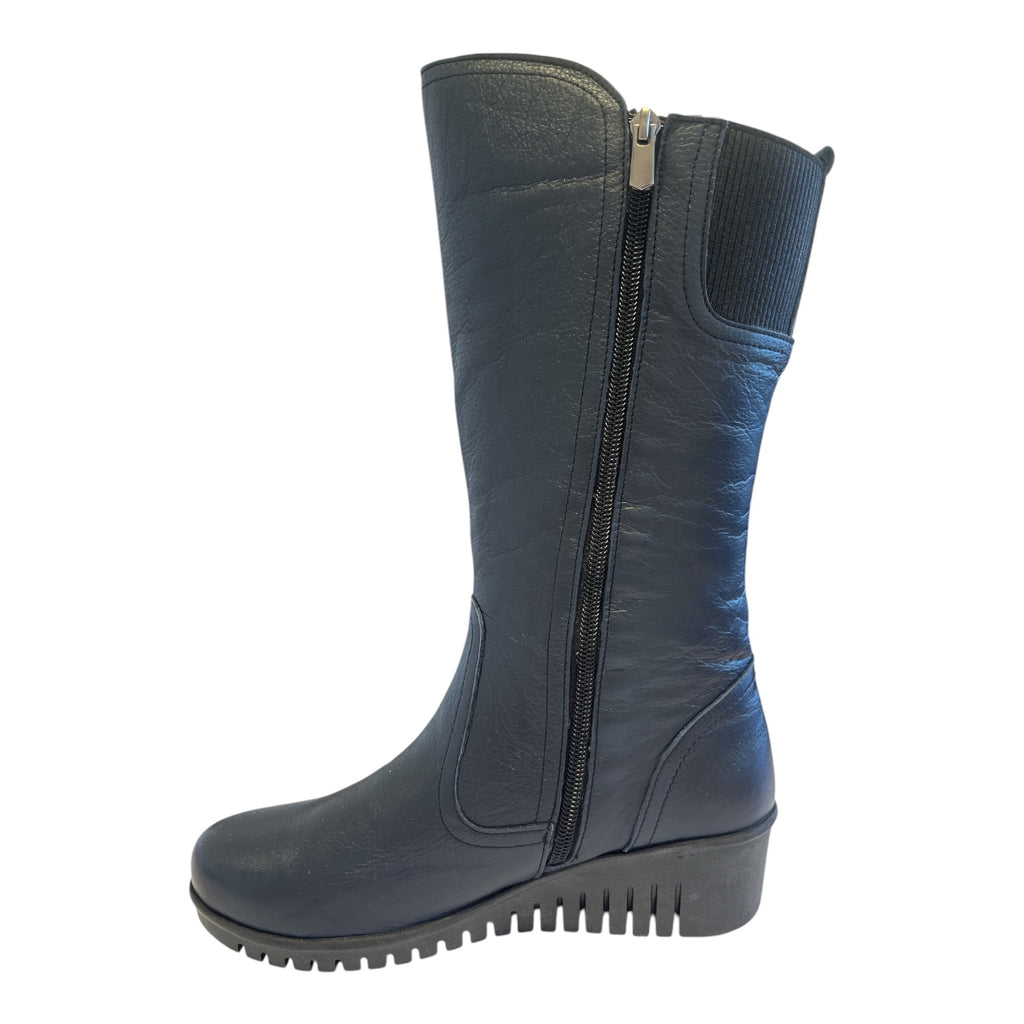 Lotus Fitzgerald Navy Leather Mid-Calf Boots