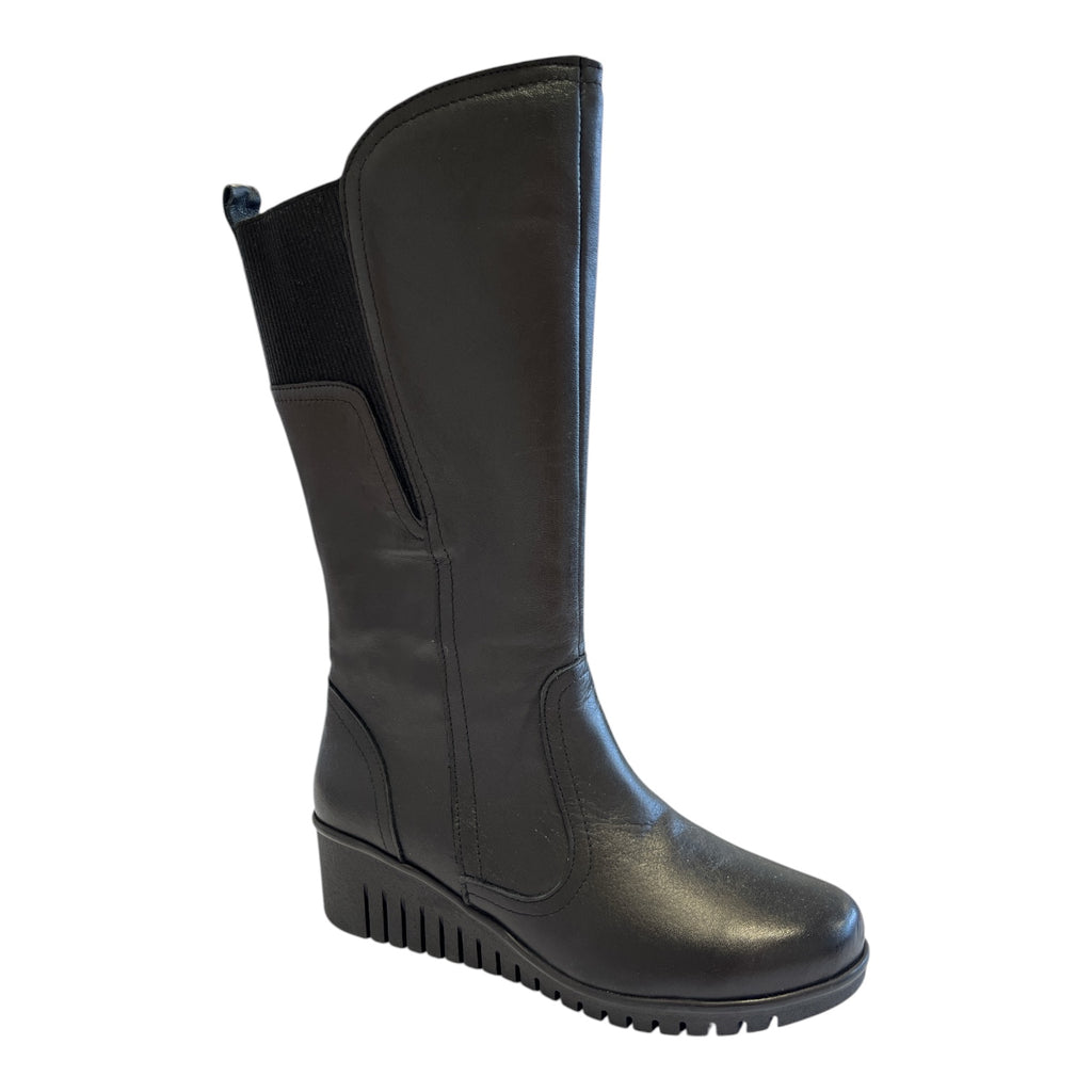 Lotus Fitzgerald Black Leather Mid-Calf Boots
