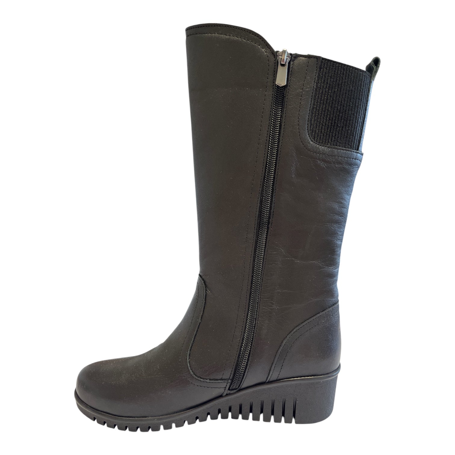 Lotus Fitzgerald Black Leather Mid-Calf Boots