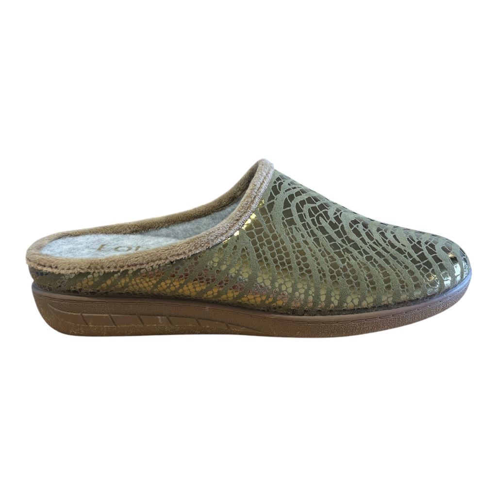 Lotus Khaki Tiger Print Mule SLippers