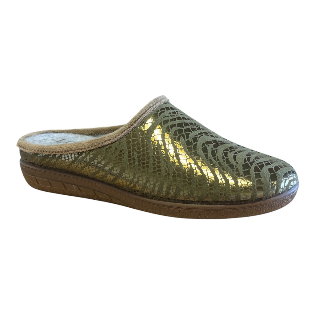 Lotus Khaki Tiger Print Mule SLippers