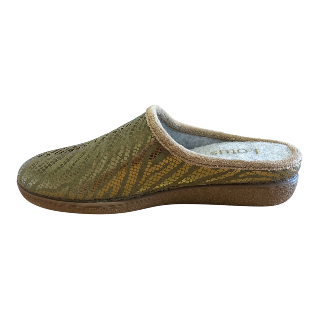Lotus Khaki Tiger Print Mule SLippers