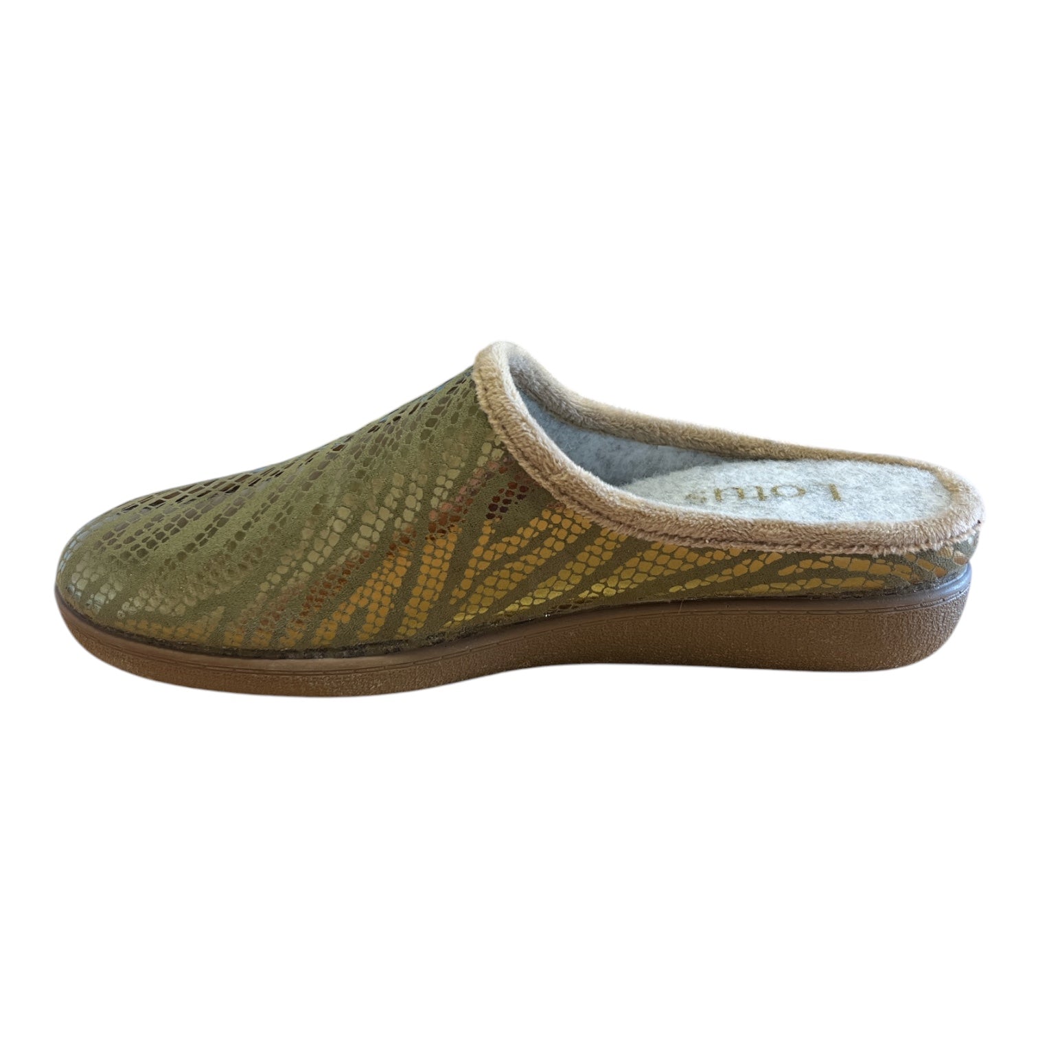 Lotus Khaki Tiger Print Mule SLippers