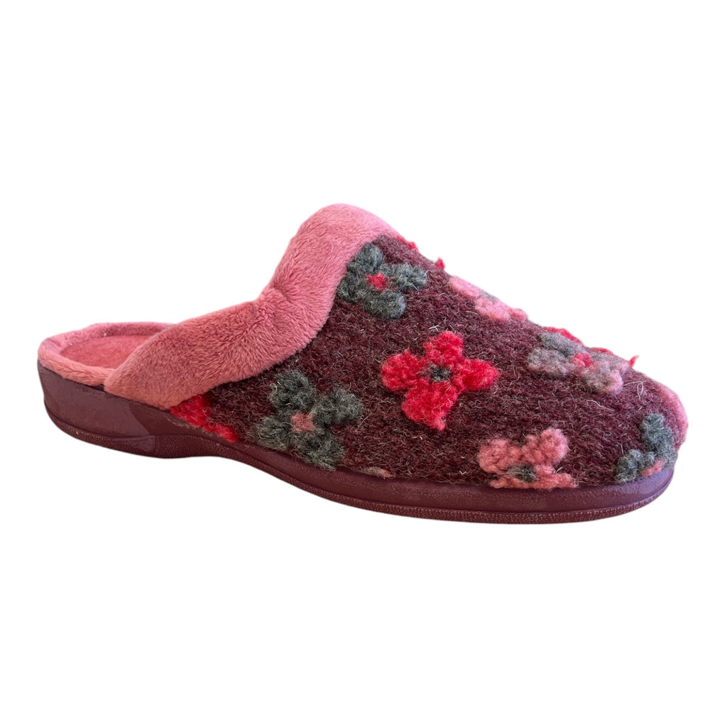 Lotus Burgundy and Pink Mule Slippers