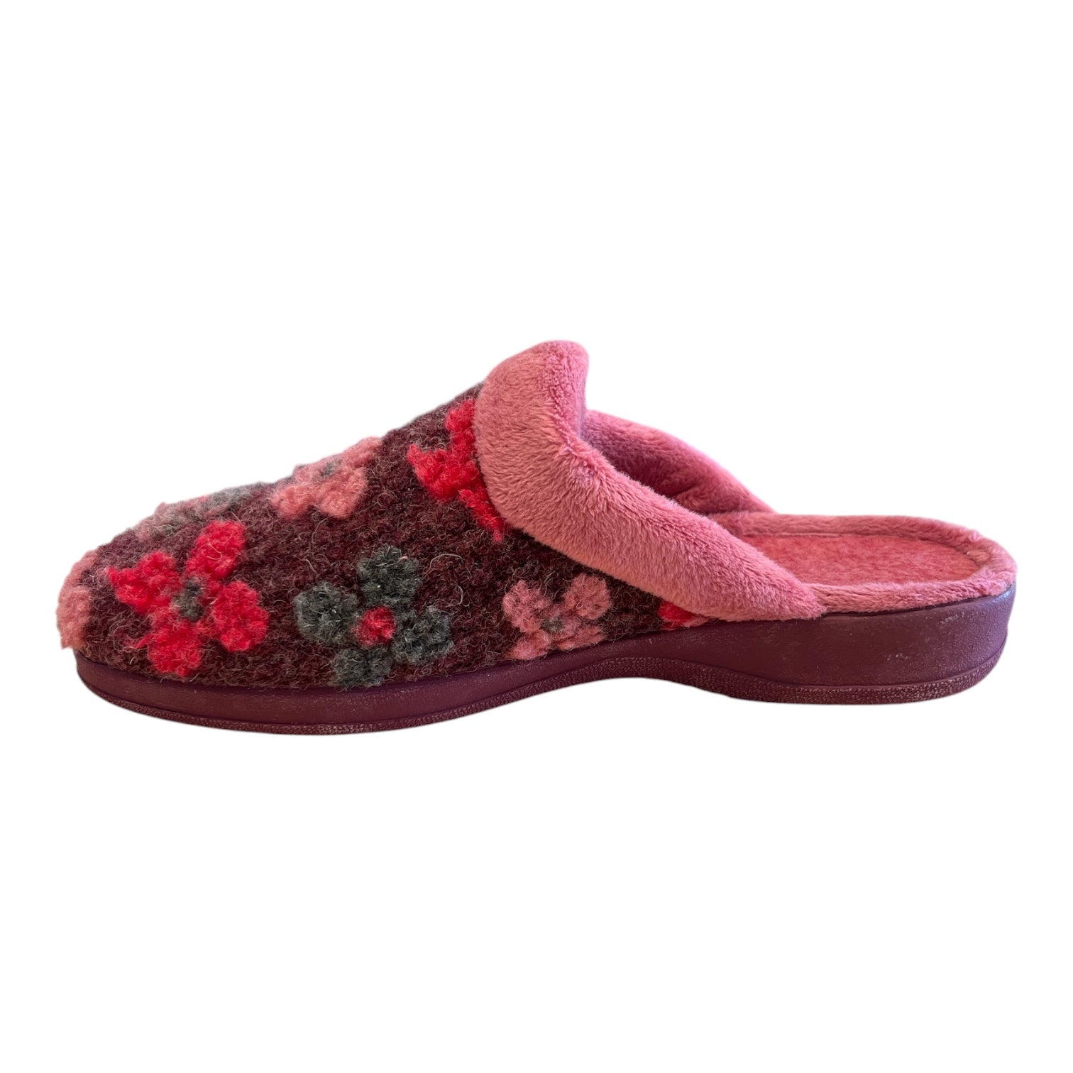 Lotus Burgundy and Pink Mule Slippers
