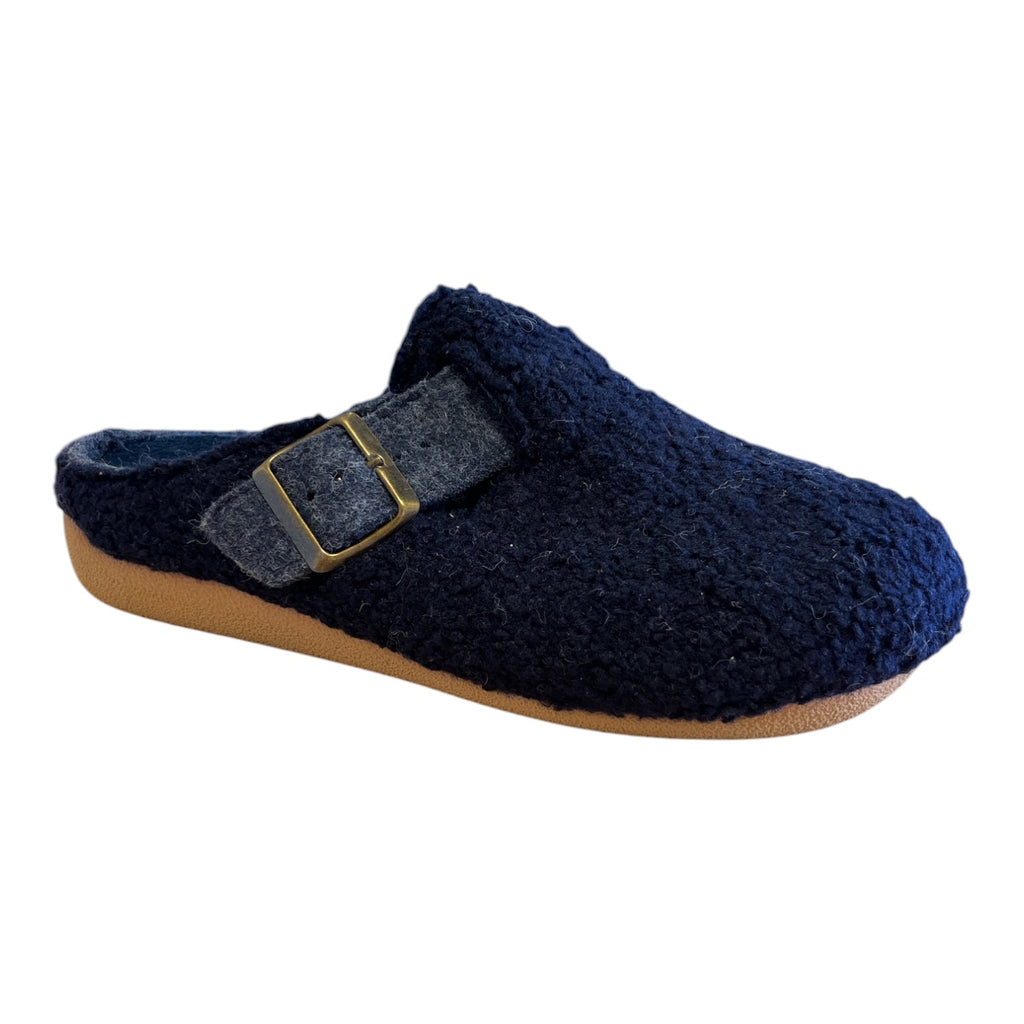 Lotus Nola Navy Teddy Mule Slippers