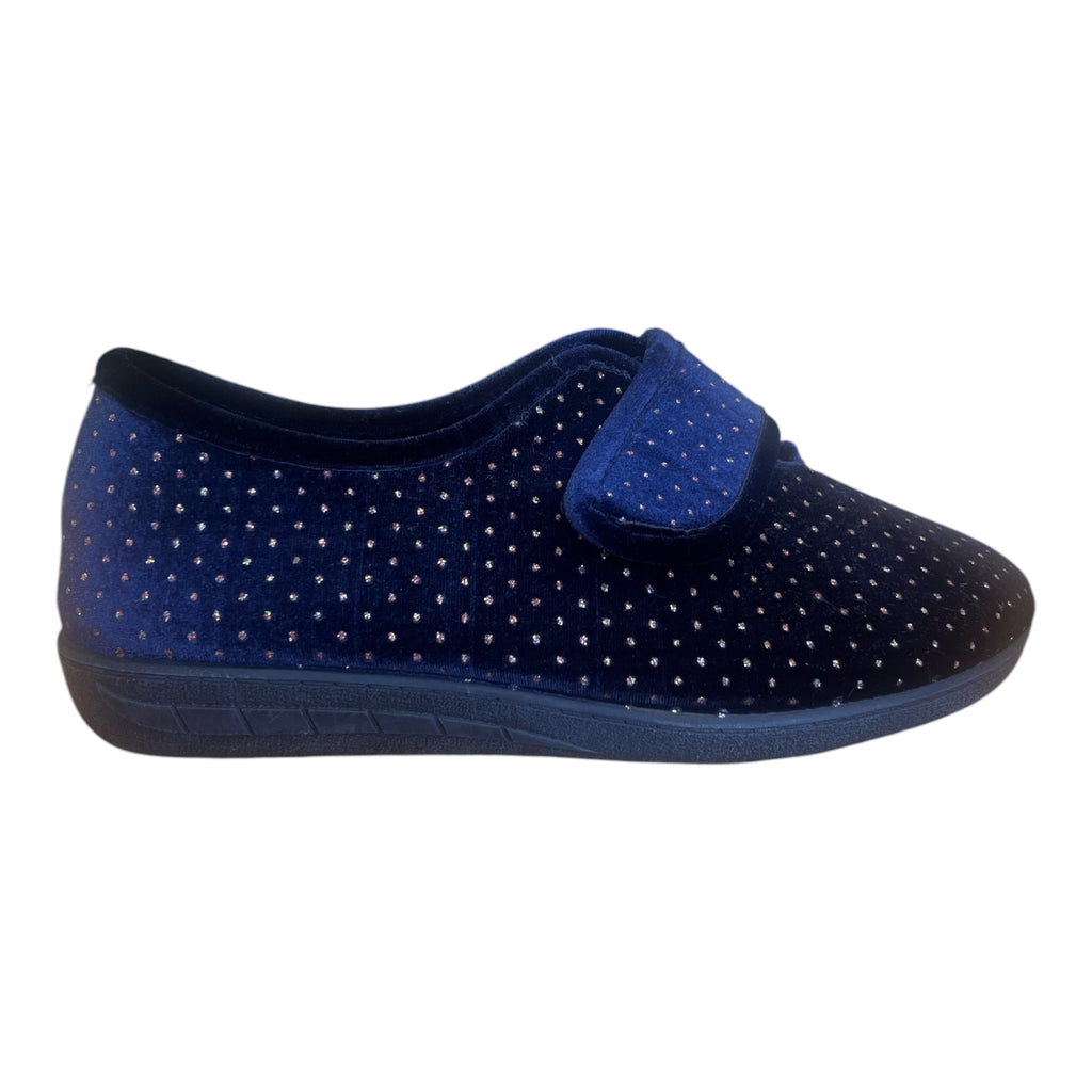 Lotus Janet Navy Velcro Slippers