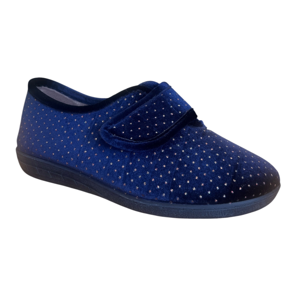 Lotus Janet Navy Velcro Slippers