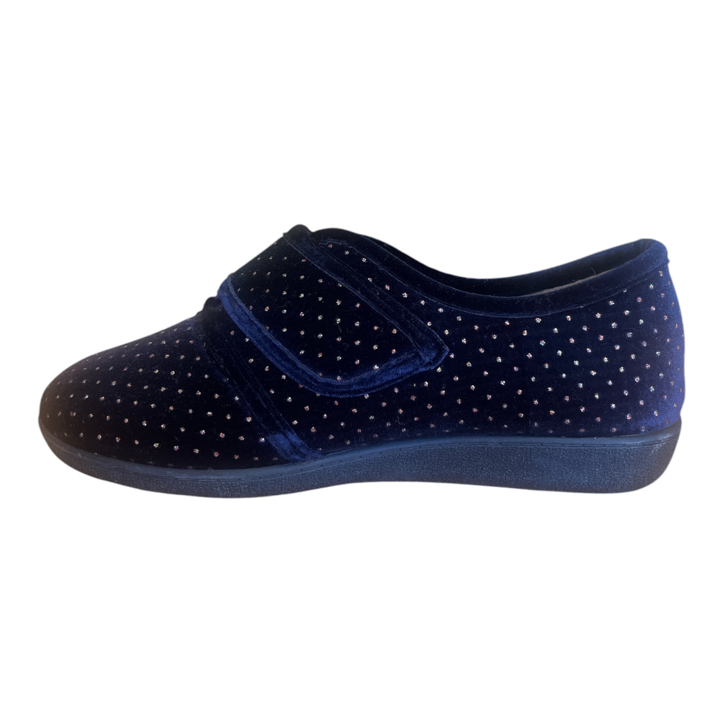 Lotus Janet Navy Velcro Slippers