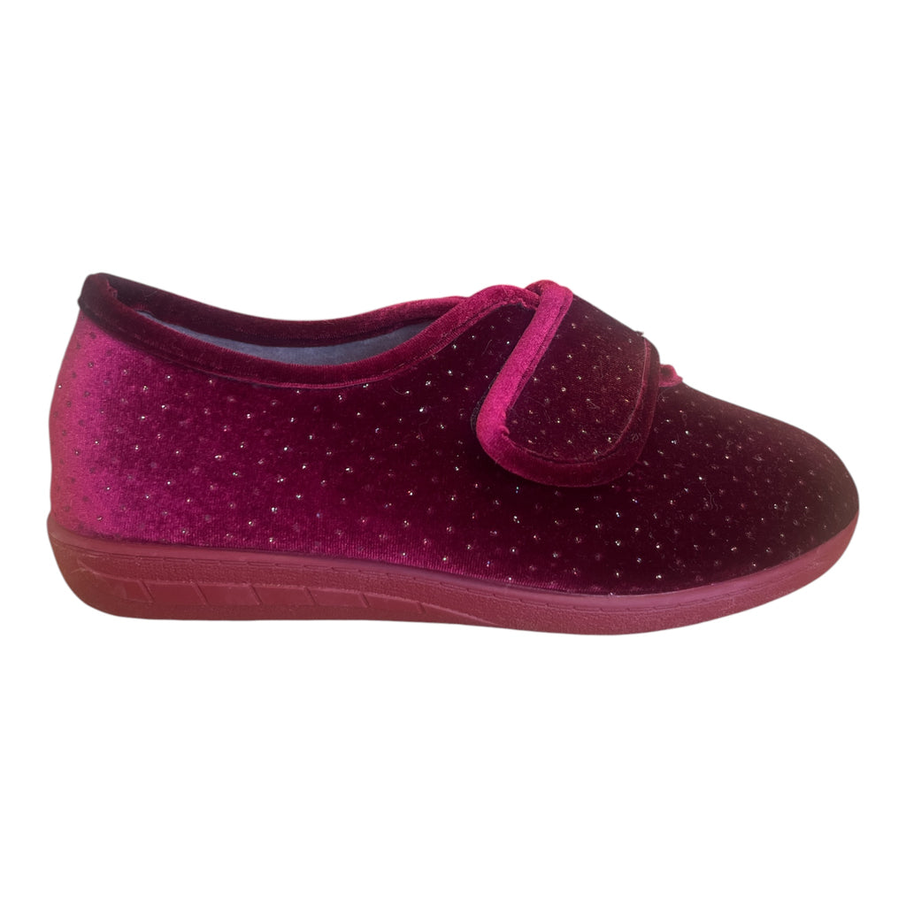 Lotus Janet Burgundy Velcro Slippers