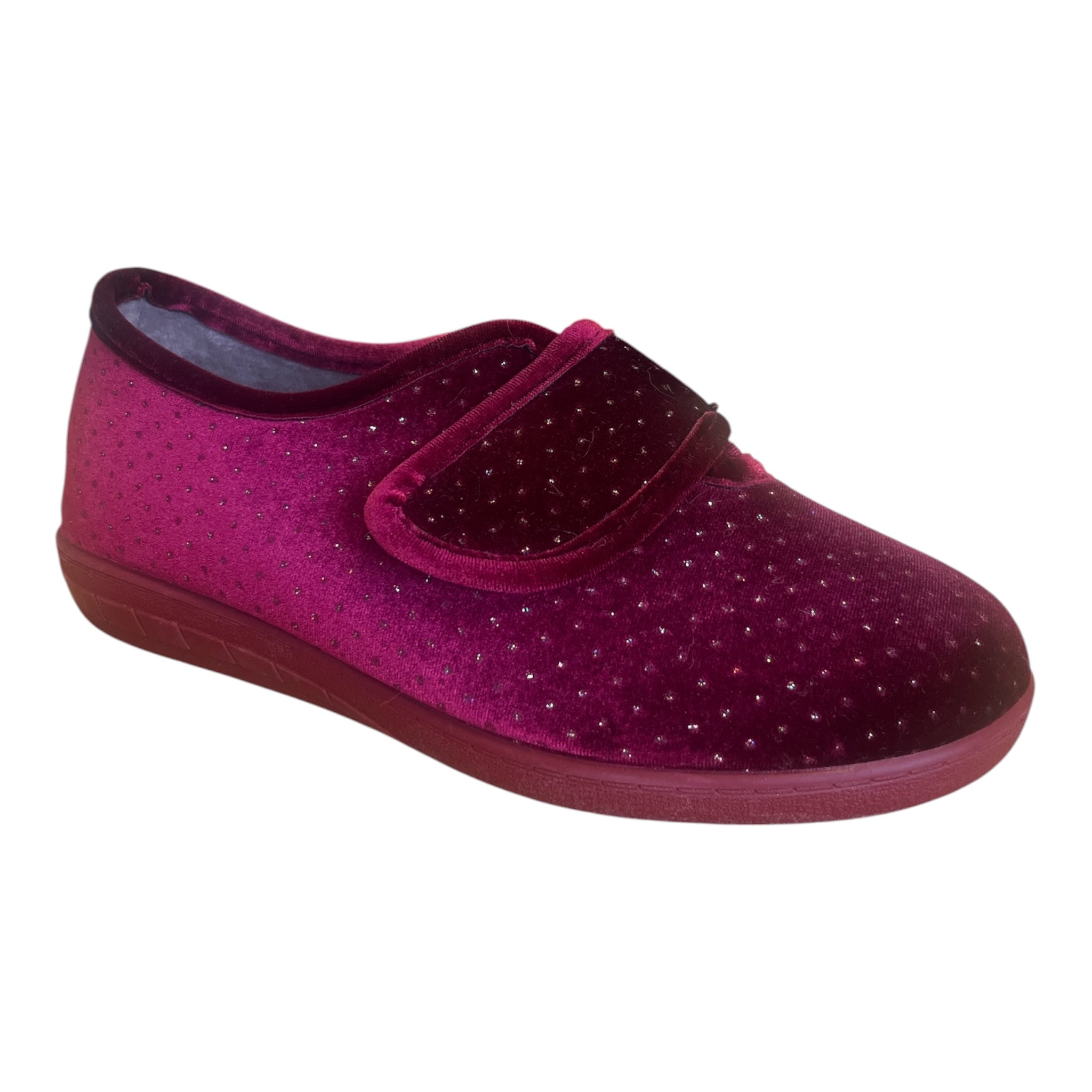 Lotus Janet Burgundy Velcro Slippers
