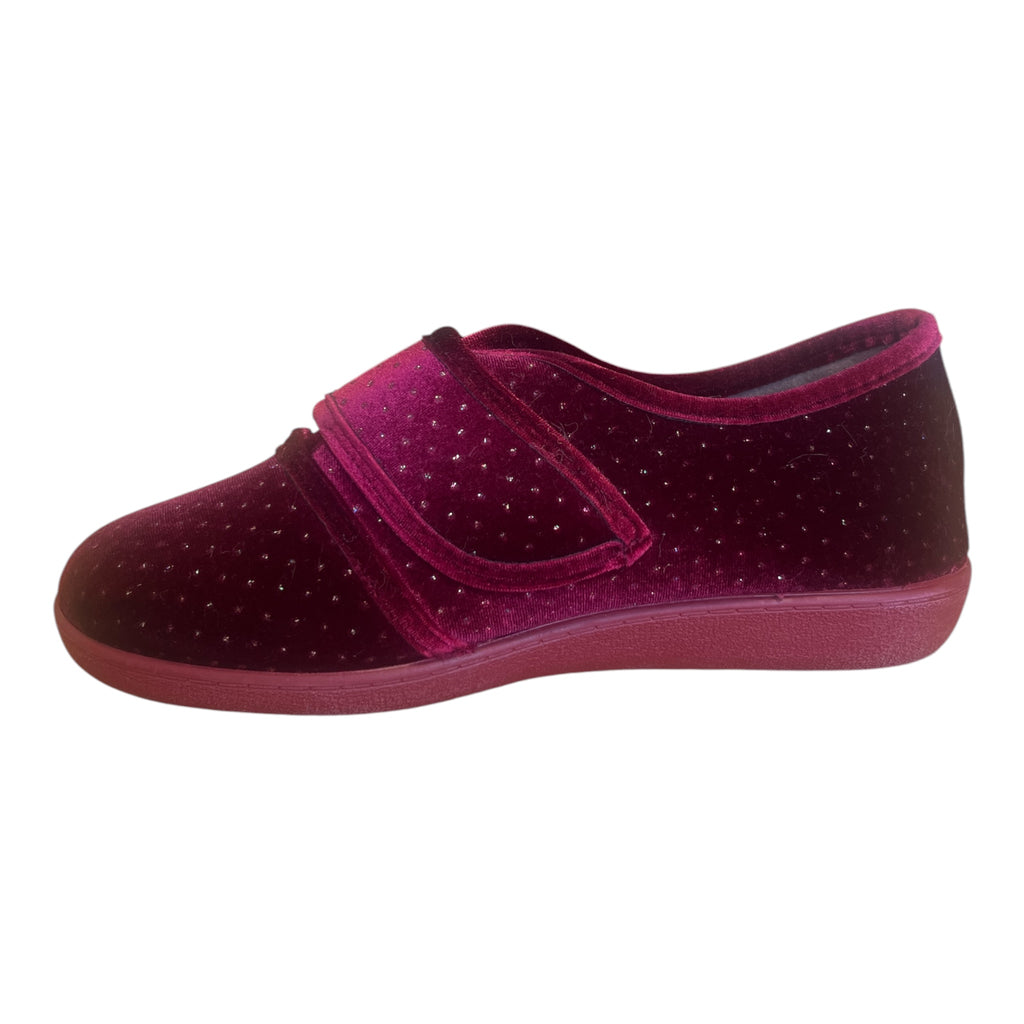 Lotus Janet Burgundy Velcro Slippers
