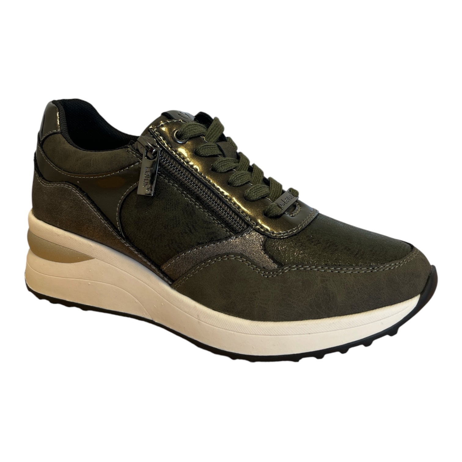 Lotus Pluto Khaki Wedge Trainers