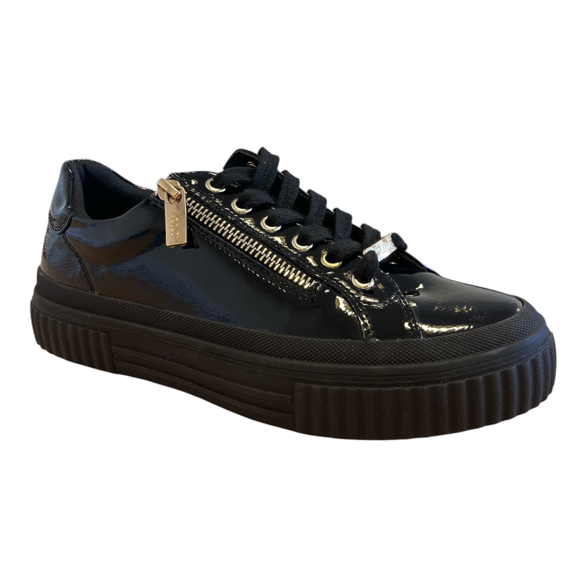 Lotus Alexa Black Patent Trainers